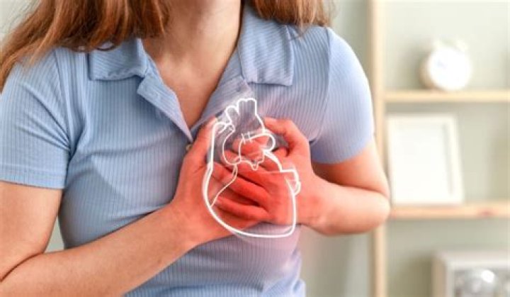 Where is heart pain felt in woman?